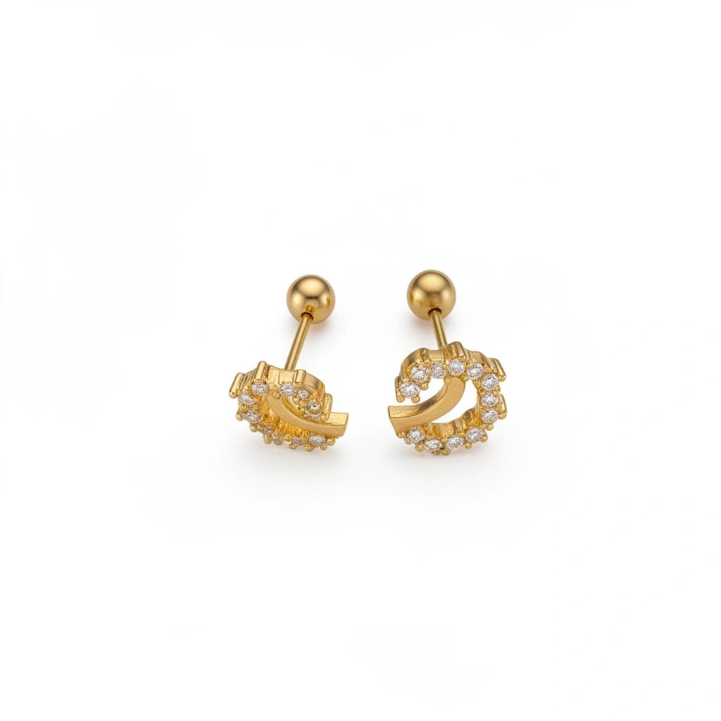 Celestial Moon Ball Back Stud Earrings