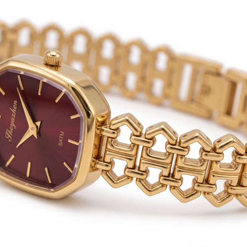 Burgundy Éclat Luxury Watch – 18K gold plated women's watch with burgundy dial