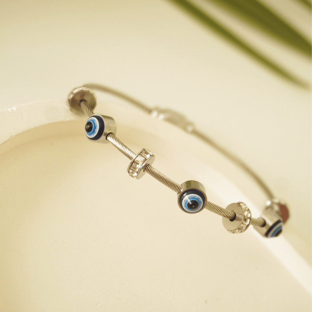 Aegis Evil Eye Bangle – Stainless Steel Protection Charm