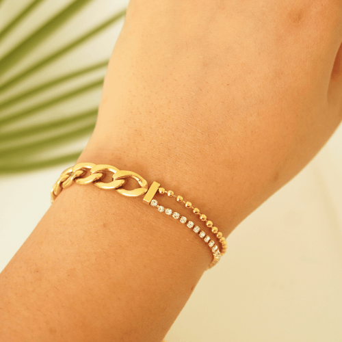 Ashara Duo Luxe Bracelet – 18K gold-plated stainless steel bracelet