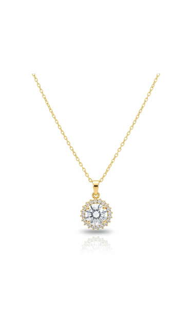 Royal Radiance Halo Pendant Necklace