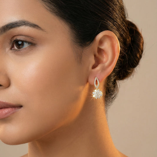 Aria Bloom Drop Rose Gold Hoop Earrings