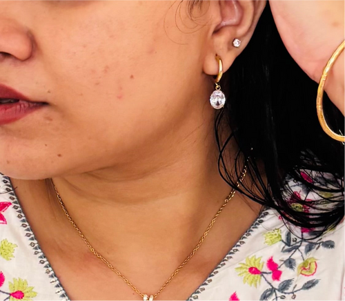 Crystal Glow Gold-Plated Hoop Earrings – 18K gold-plated stainless steel hoop earrings
