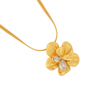 Ashara Golden Bloom Chain Pendant – 18K Gold-Plated