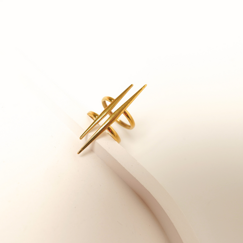 Ashara Triple Spike Statement Ring – 18K gold-plated stainless steel adjustable ring