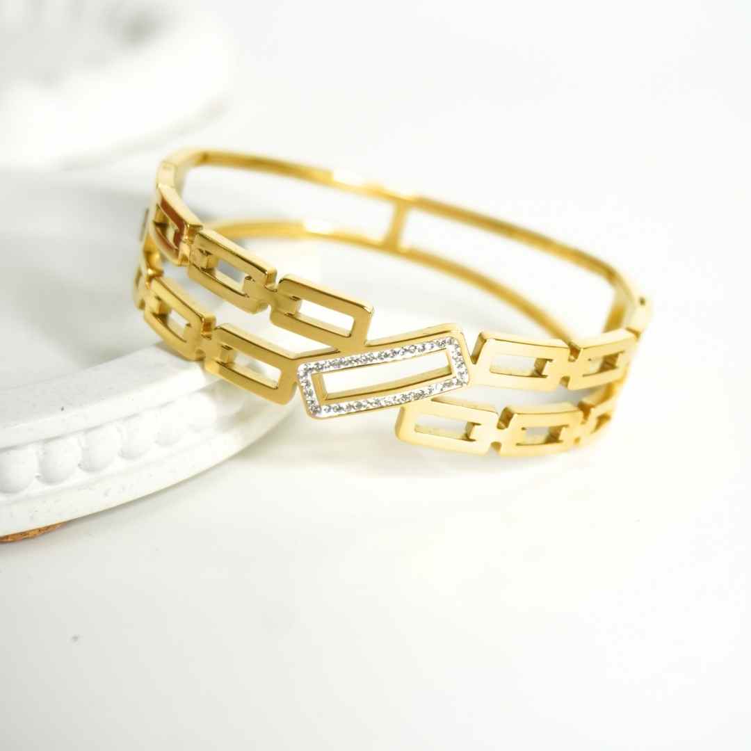 Aurora Geometric Crystal Cuff Bangle