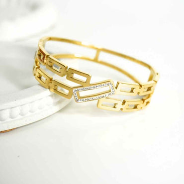 Aurora Geometric Crystal Cuff Bangle