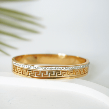 Helena Greek Key Crystal Bangle Bracelet