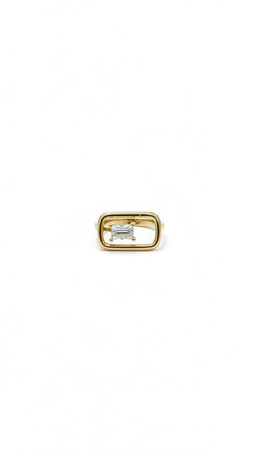 Rectangular Solitaire Statement Ring -Adjustable