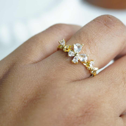 Butterfly Crystal Ring – 18K gold-plated stainless steel ring