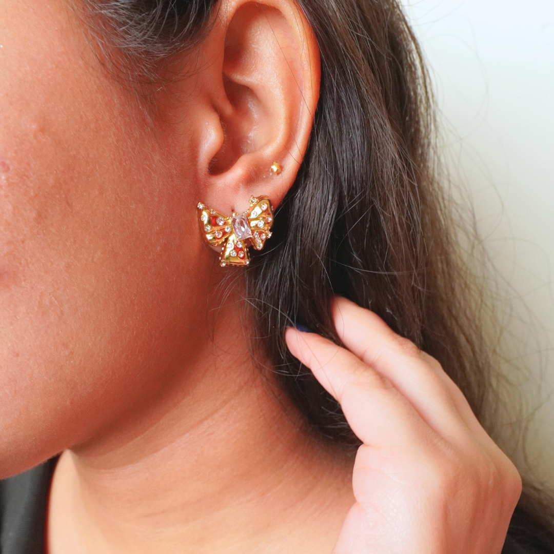 Ashara Golden Papillon Studs