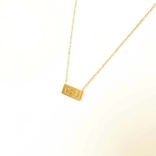 Ashara 11:11 Crystal Manifestation Bar Necklace – 18K gold-plated stainless steel bar pendant necklace