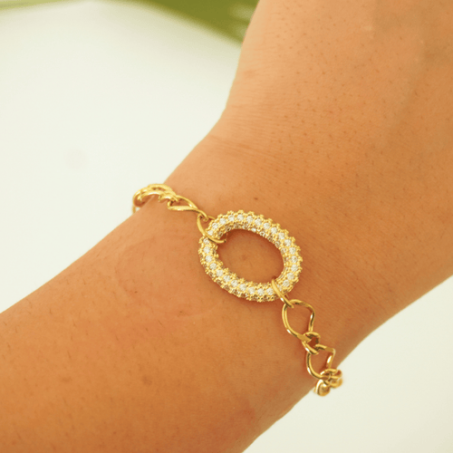Ashara Lara Oval Glow Bracelet – 18K gold-plated stainless steel bracelet