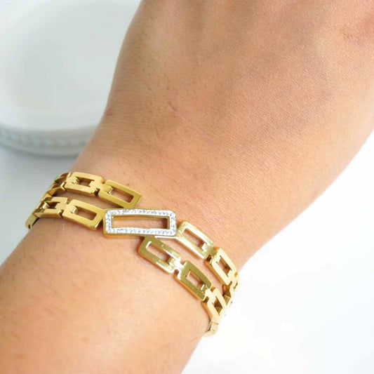 Aurora Geometric Crystal Cuff Bangle