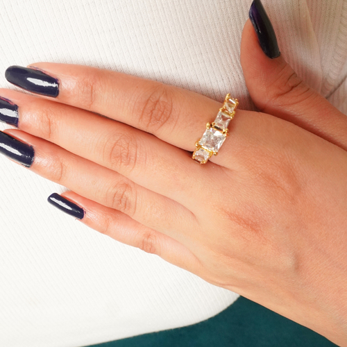 Royal Radiance Ring – 18K gold-plated stainless steel adjustable ring