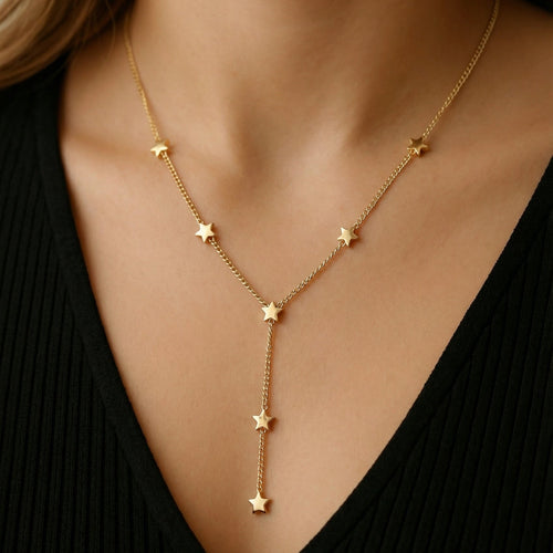 Stellar Muse Drop Necklace – 18K gold-plated stainless steel necklace