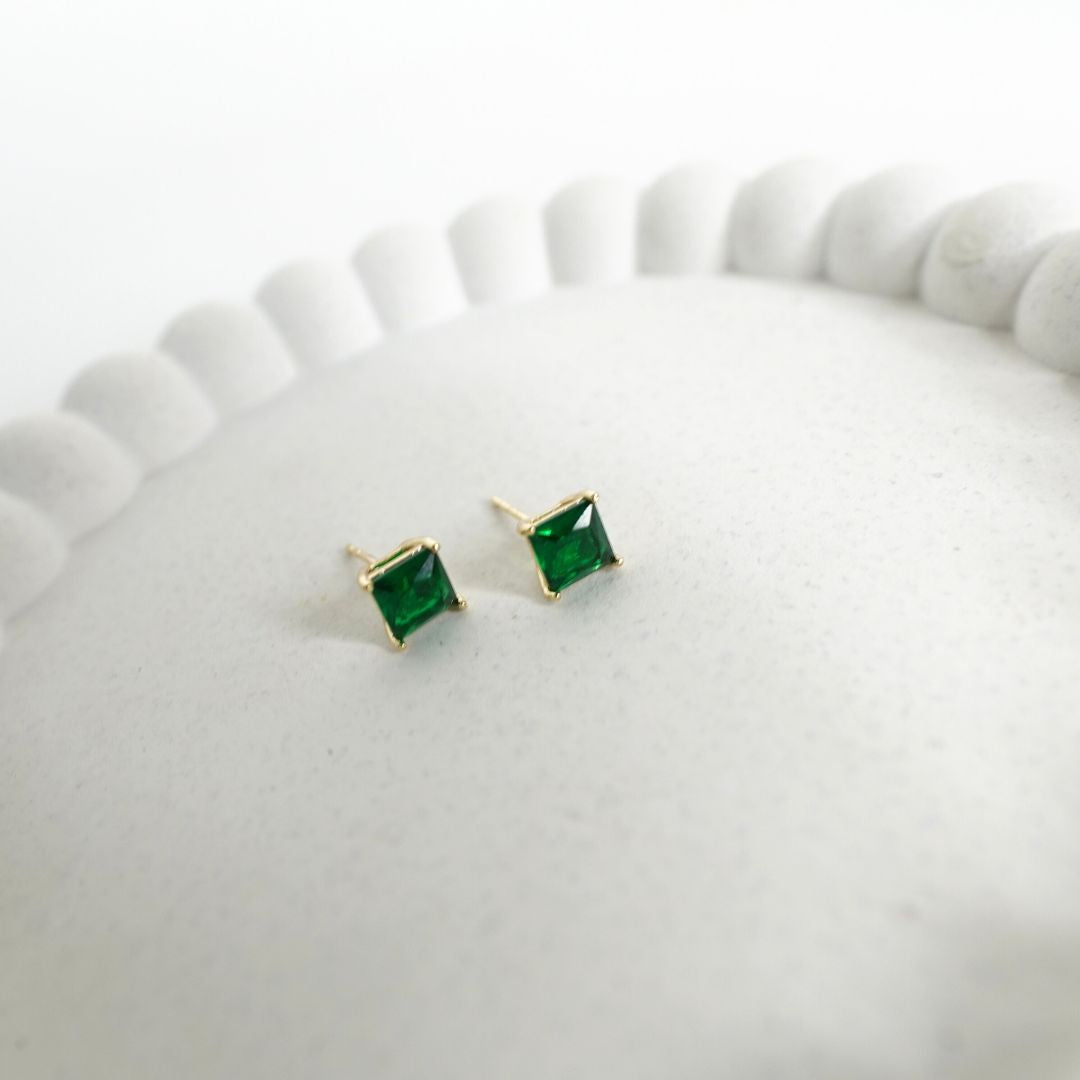Emerald Radiance Studs -5mm & 6mm
