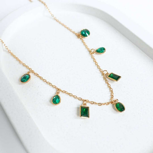 Emerald Drop Gold-Plated Necklace – 18K gold-plated necklace
