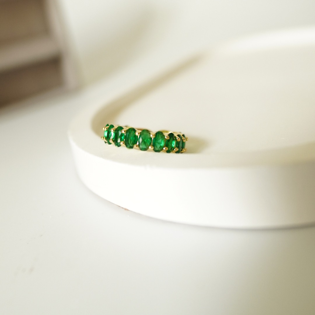 Ashara Emerald Aura Eternity Ring|Adjustable