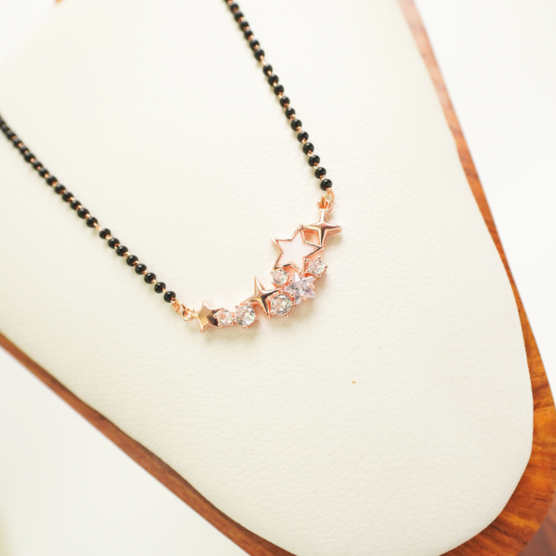 Ashara Celestial Glow Star Mangalsutra – Anti-Tarnish, 18K Rose Gold Plated