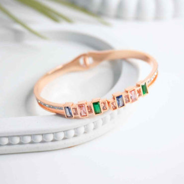 Aurora Glow 18K Rose Gold-Plated Multicolor Bangle