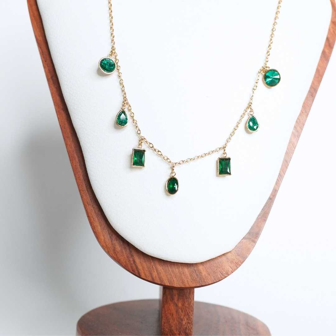 Emerald Drop Gold-Plated Necklace