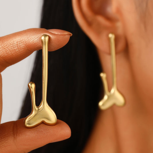 Ashara Golden Fluid Drop Earrings