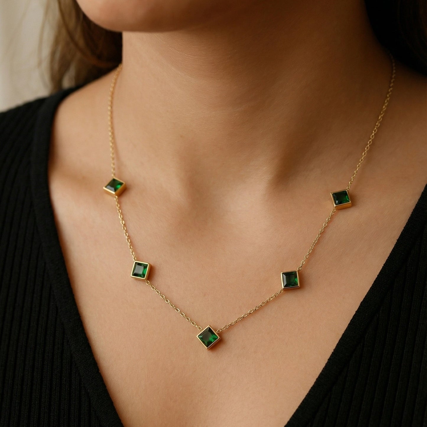 Emerald Square Station Necklace