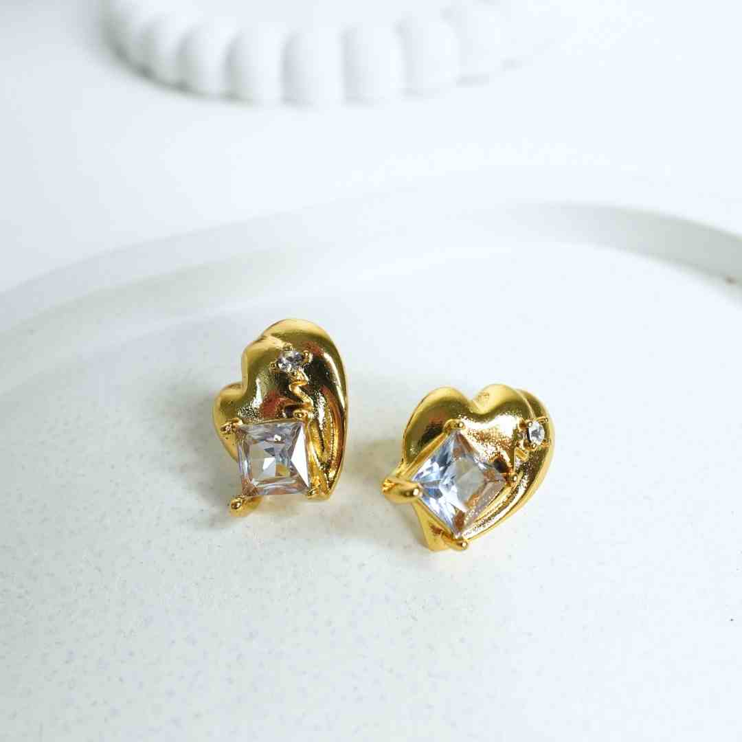 Aurora Heart Crystal Studs