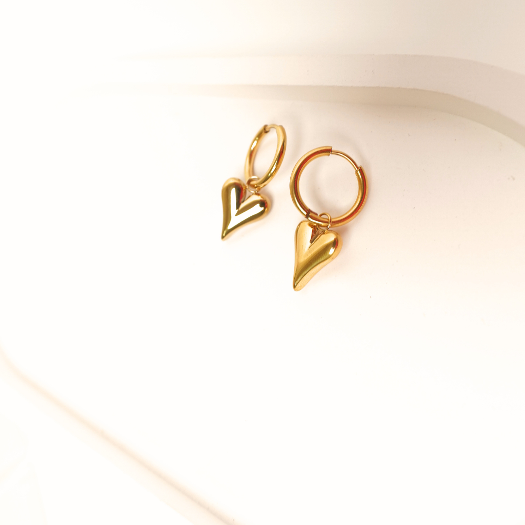 Ashara Sculpted Heart Drop Hoops