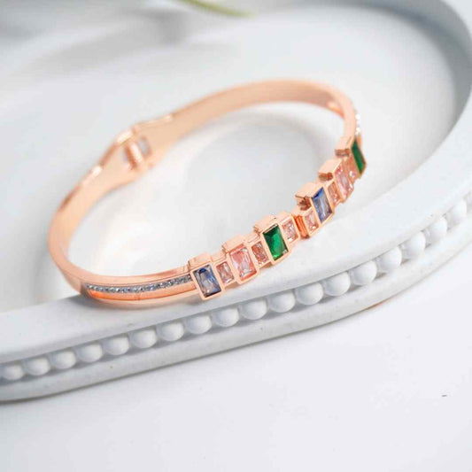 Aurora Glow 18K Rose Gold-Plated Multicolor Bangle