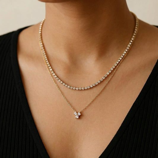 Elegant Layered Diamond-Style Necklace