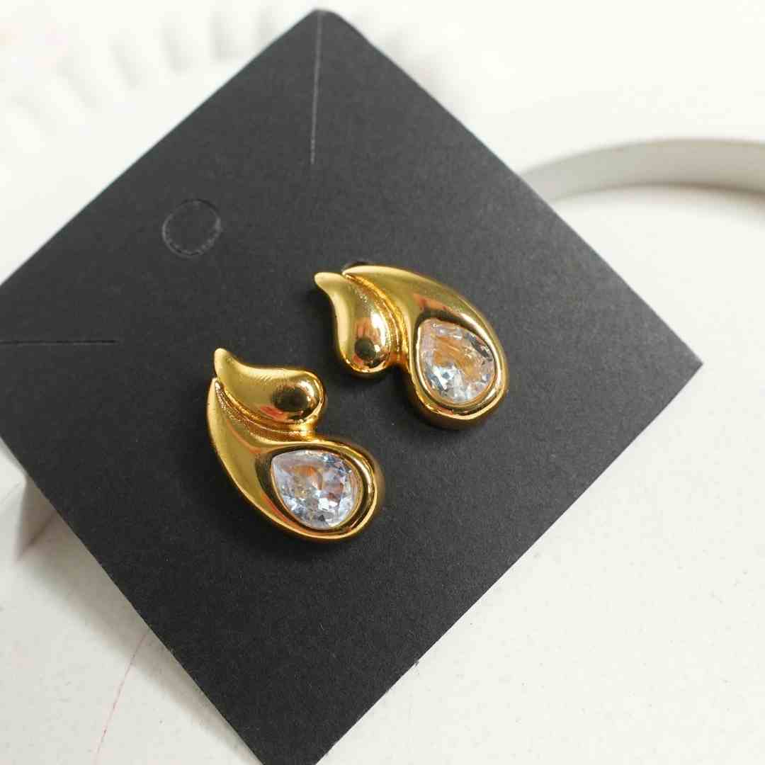Golden Teardrop Flame Stud Earrings