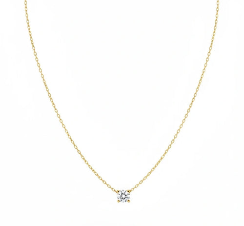 Classic Solitaire Spark Necklace – 18K gold-plated stainless steel pendant necklace