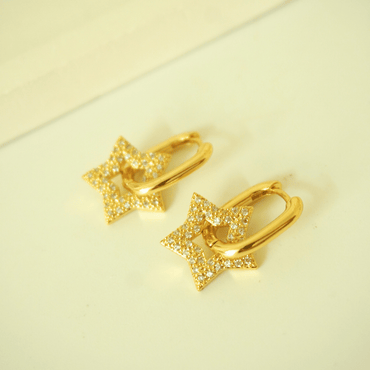 Nova Pave Star Hoop Earrings
