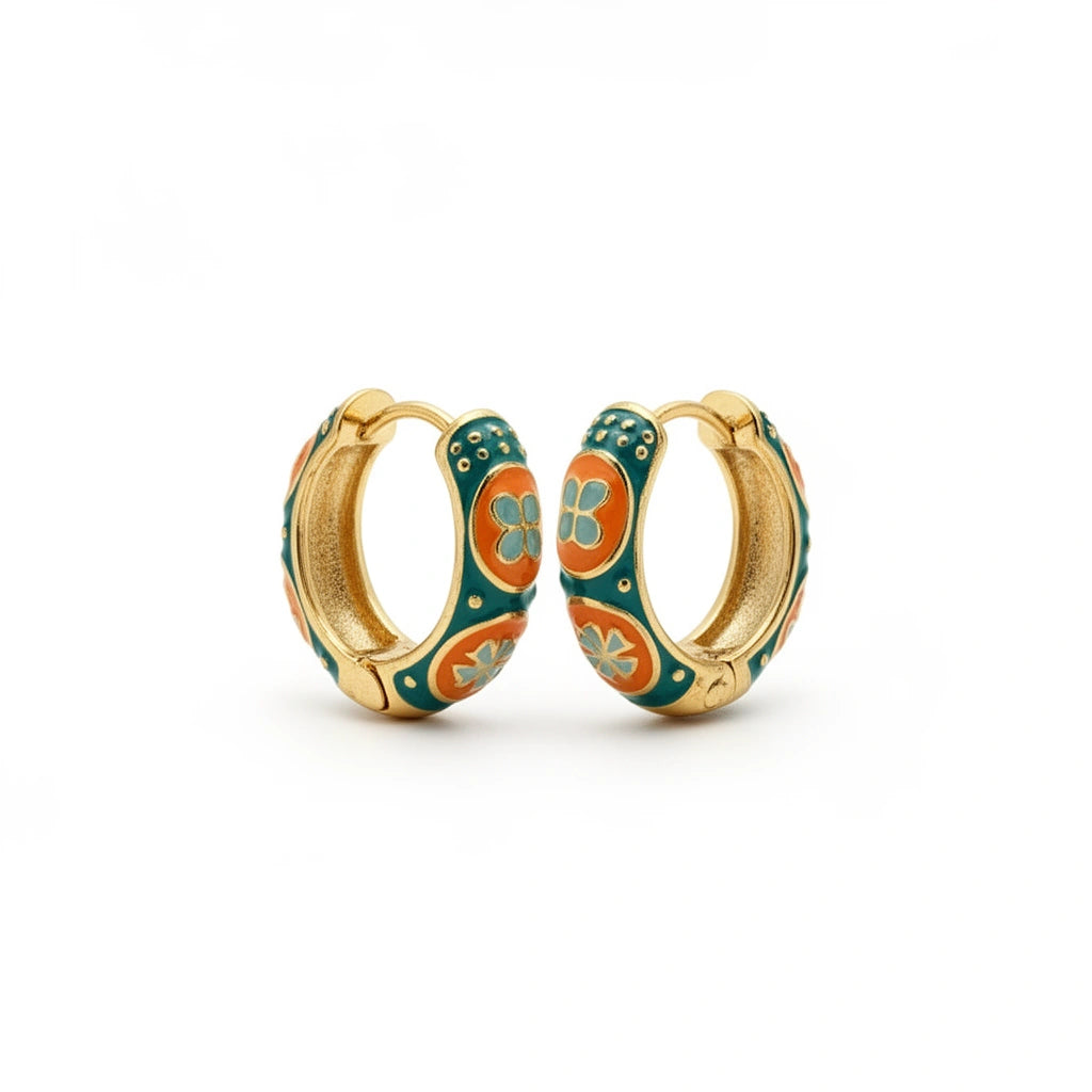 Noor Enamel Huggie Hoops