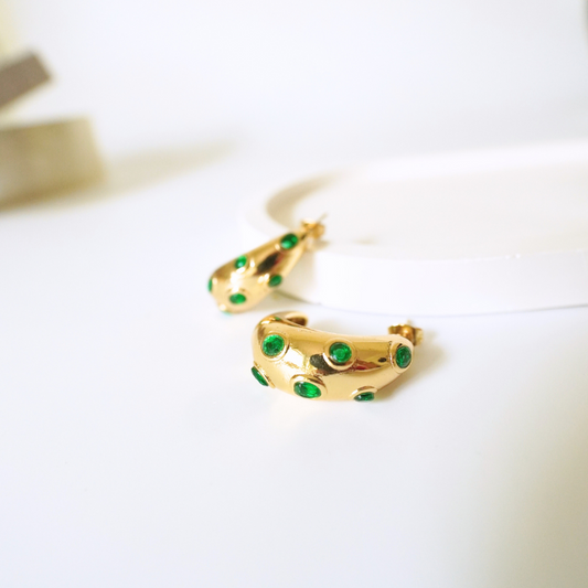 Ashara Emerald Glaze Hoops