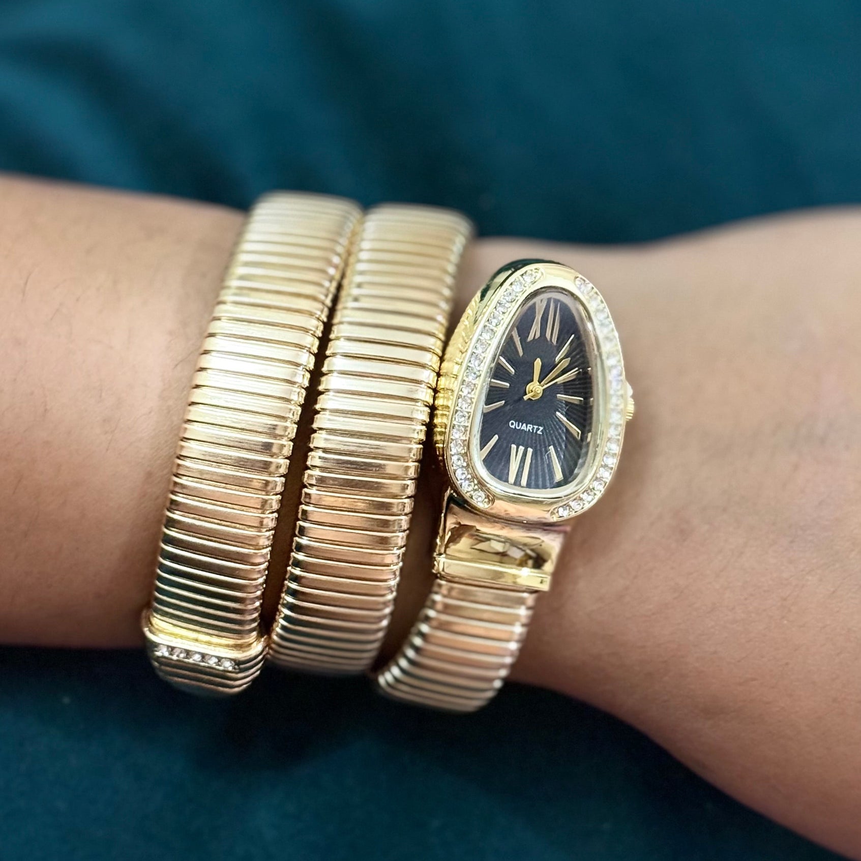 Serpentina Luxe Wrap Watch-Black Dial – Ashara Jewels