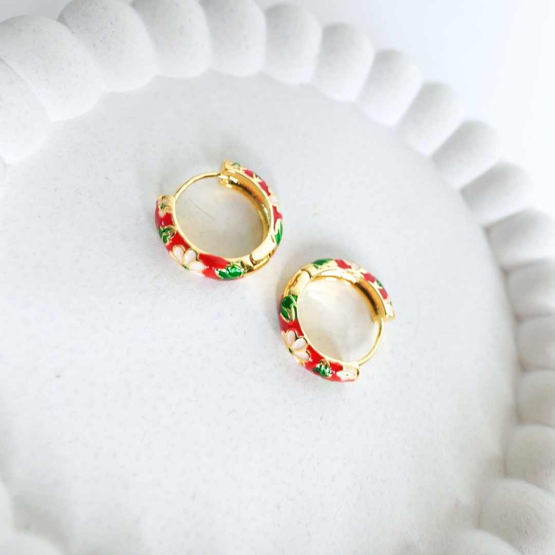 Floral Enamel Bloom Hoops
