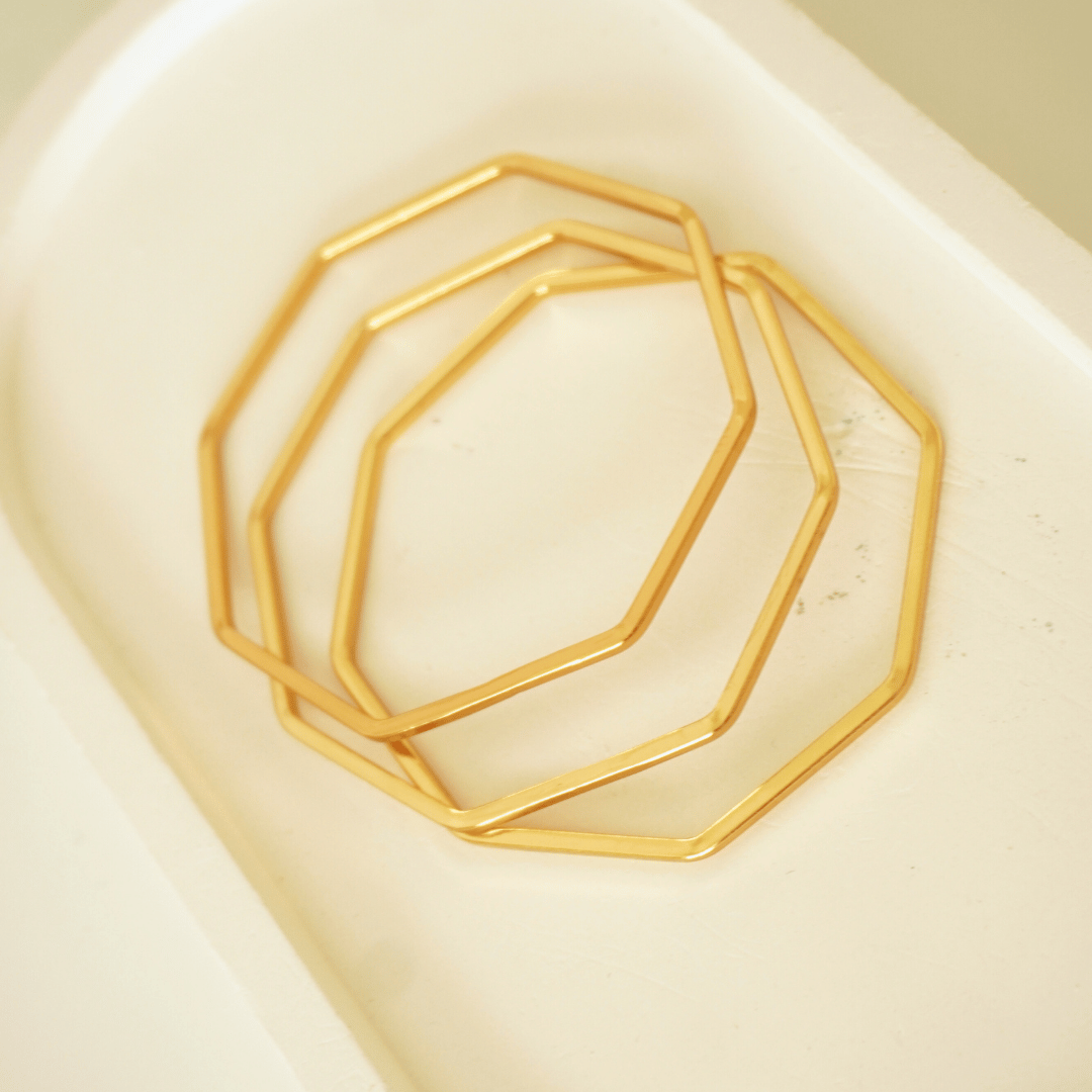 Ashara Geometric Glow – Set of 3 Hexagon Bangles