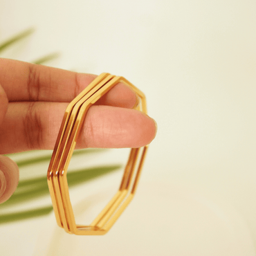 Ashara Geometric Glow – Set of 3 Hexagon Bangles