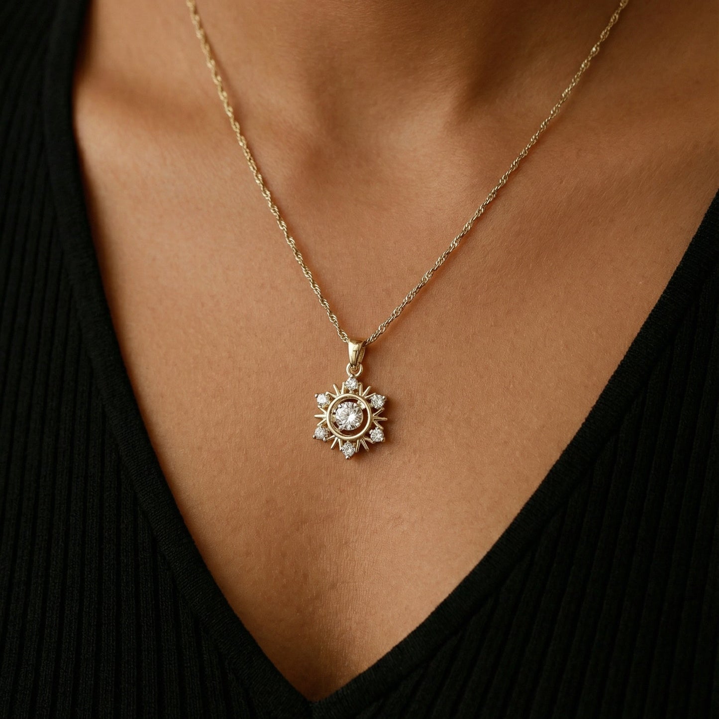 Solara Halo Crystal Pendant Necklace