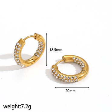 Golden Crystal Accent Hoop Earrings
