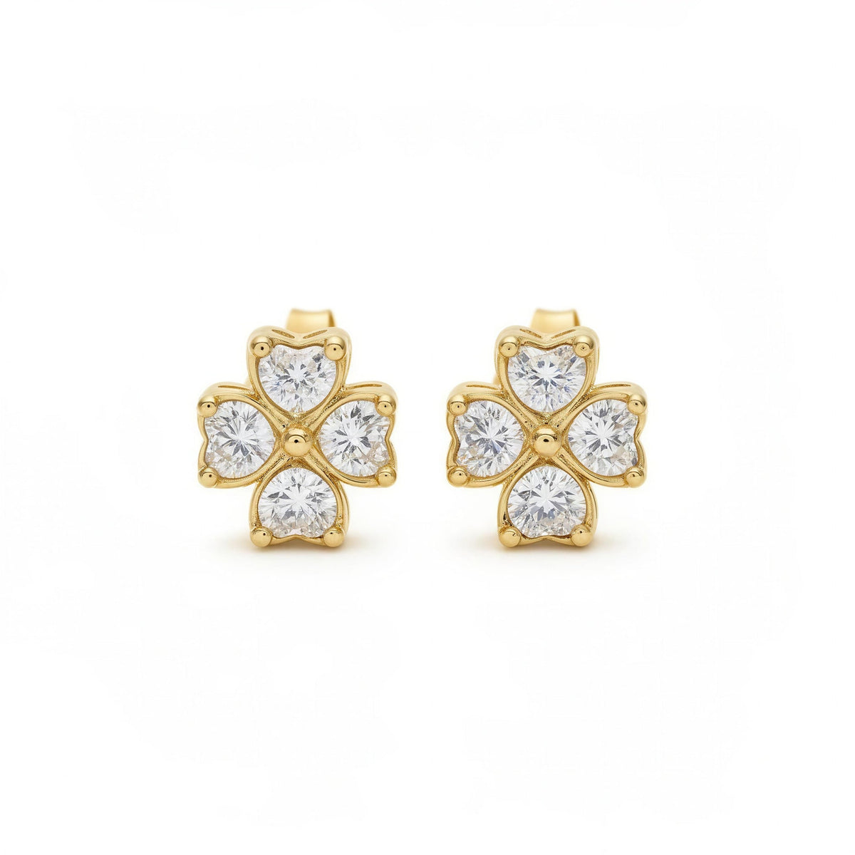 Blossom Sparkle Stud Earrings – 18K gold-plated stud earrings, view 2