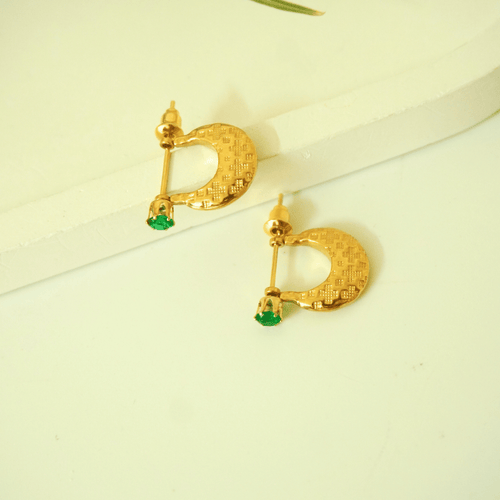 Solara Textured Crescent Drop Earrings – 18K gold-plated stainless steel drop earrings