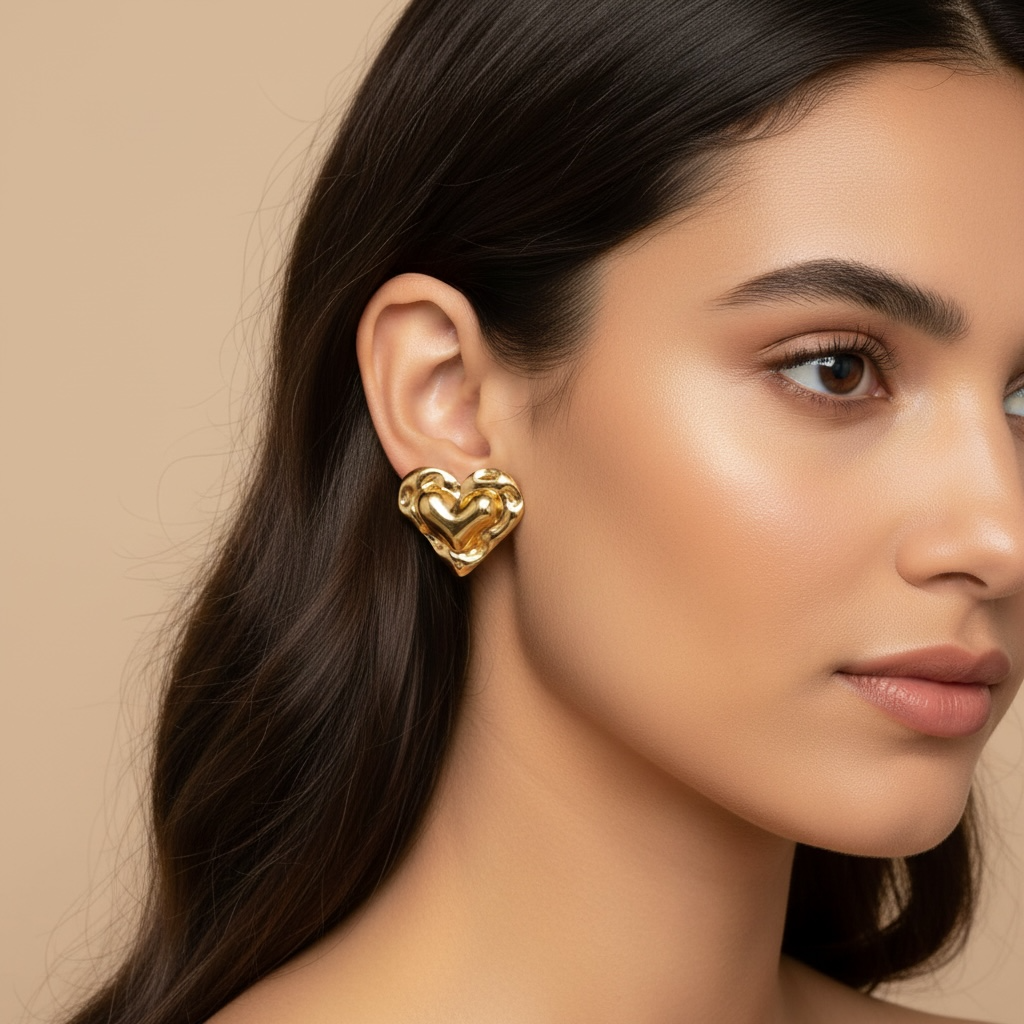 Amora Molten Heart Stud Earrings