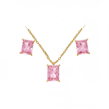 Rosé Prism Necklace & Stud Earring Set