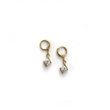 Elara Solitaire Drop Rose Gold Hoops