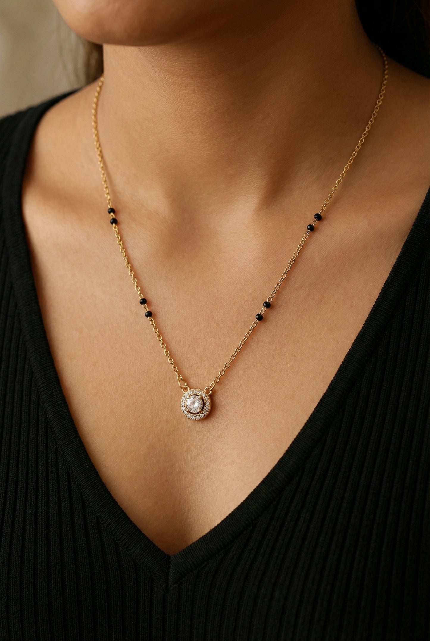 Minimal Solitaire Mangalsutra Necklace