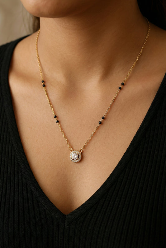 Minimal Solitaire Mangalsutra Necklace
